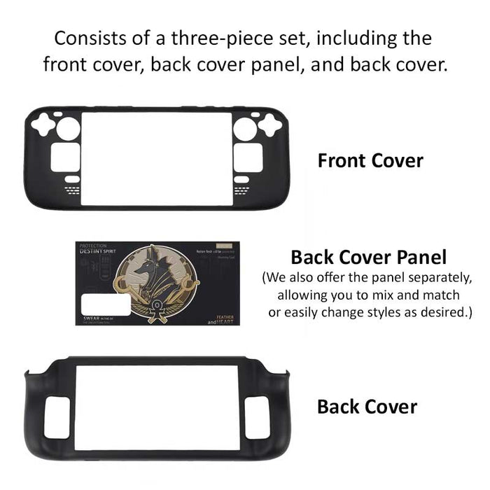 Anubis Steam Deck Case: Stylish Protection: black, dark gray Egyptian Anubis theme, Egyptian-inspired, ornate, dark futuristi