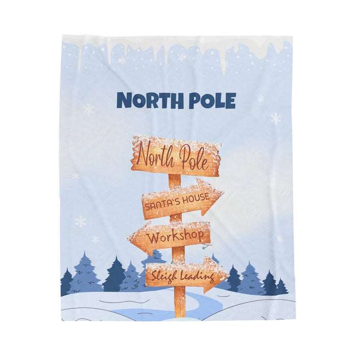 Arctic Exploration Theme Soft Throw Blanket: light blue, white North Pole winter scene, cartoon winter holiday illustration s