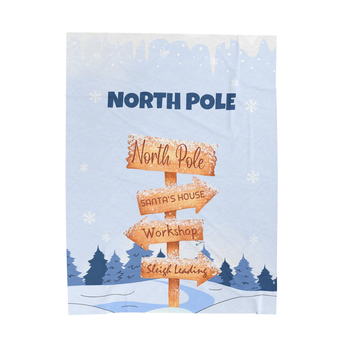 Arctic Exploration Theme Soft Throw Blanket: light blue, white North Pole winter scene, cartoon winter holiday illustration s