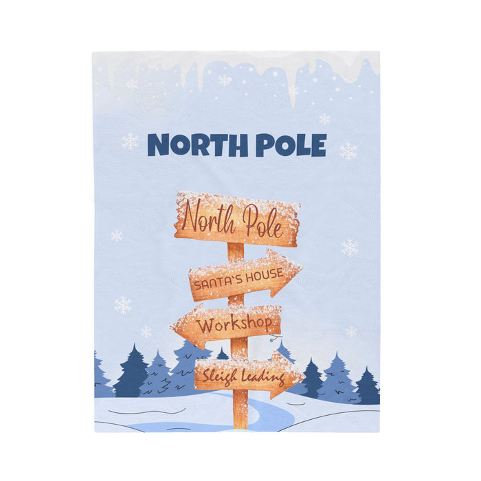 Arctic Exploration Theme Soft Throw Blanket: light blue, white North Pole winter scene, cartoon winter holiday illustration s