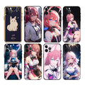 Asta Honkai Star Rail Phone Cases: black, pink anime-style pink-haired female character; one case features a cartoon cat, ani