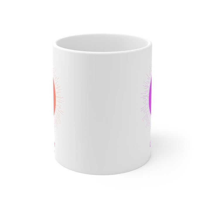Astrology Mug with CAPRICORN Design: white, purple Capricorn zodiac sign, minimal celestial zodiac style
