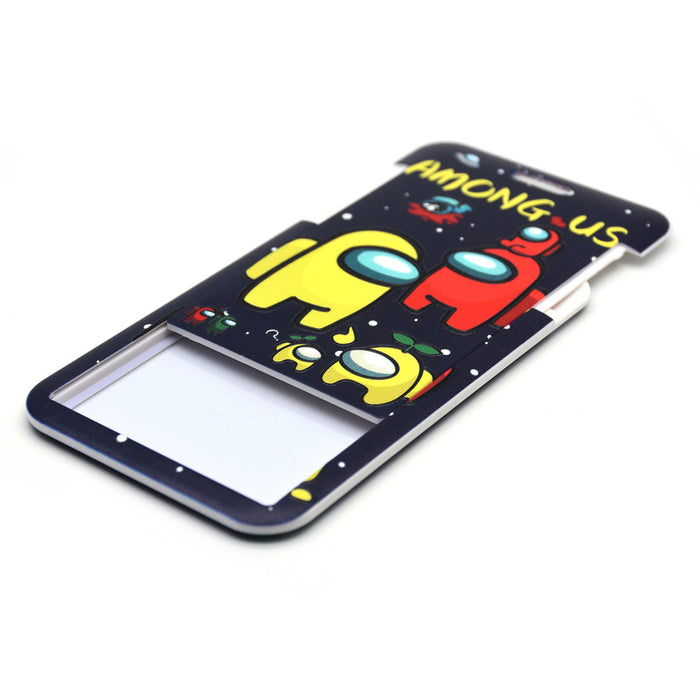 Astronaut Badge Holder with Lanyard: dark navy, black Among Us game characters, cartoon gaming style
