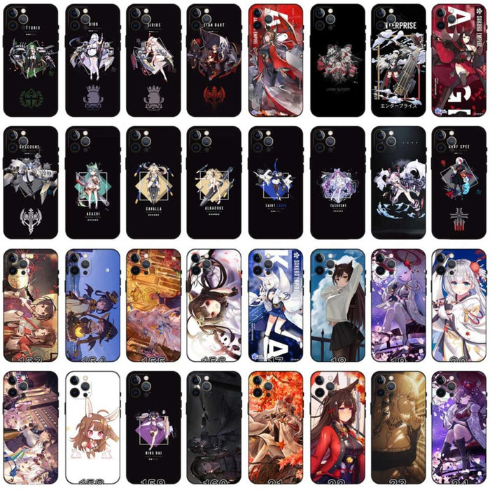Azur Lane TPU Phone Case Collection: black, white anime-style characters and mecha/robot themes, anime, sci-fi, graphic style