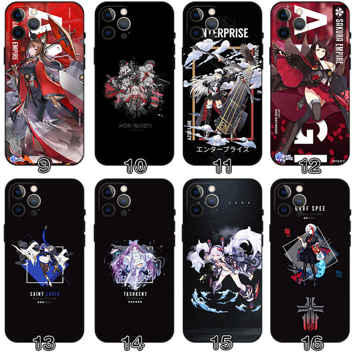 Azur Lane TPU Phone Case Collection: black, white anime-style characters and mecha/robot themes, anime, sci-fi, graphic style