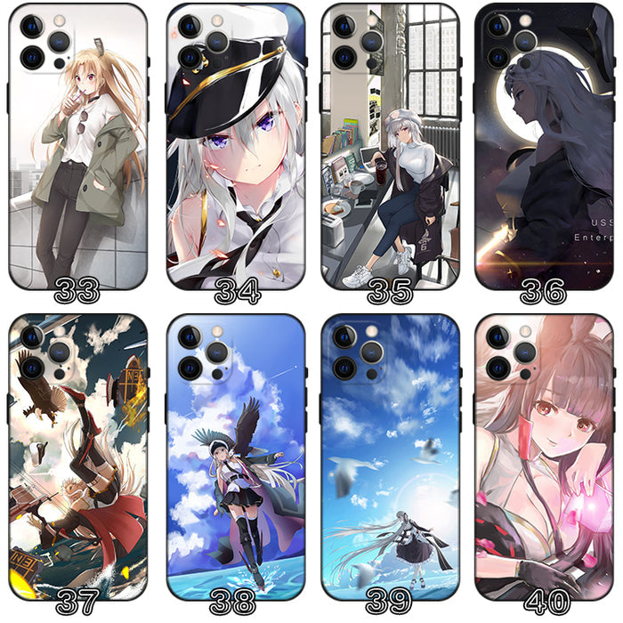 Azur Lane TPU Phone Case Collection: black, white anime-style characters and mecha/robot themes, anime, sci-fi, graphic style