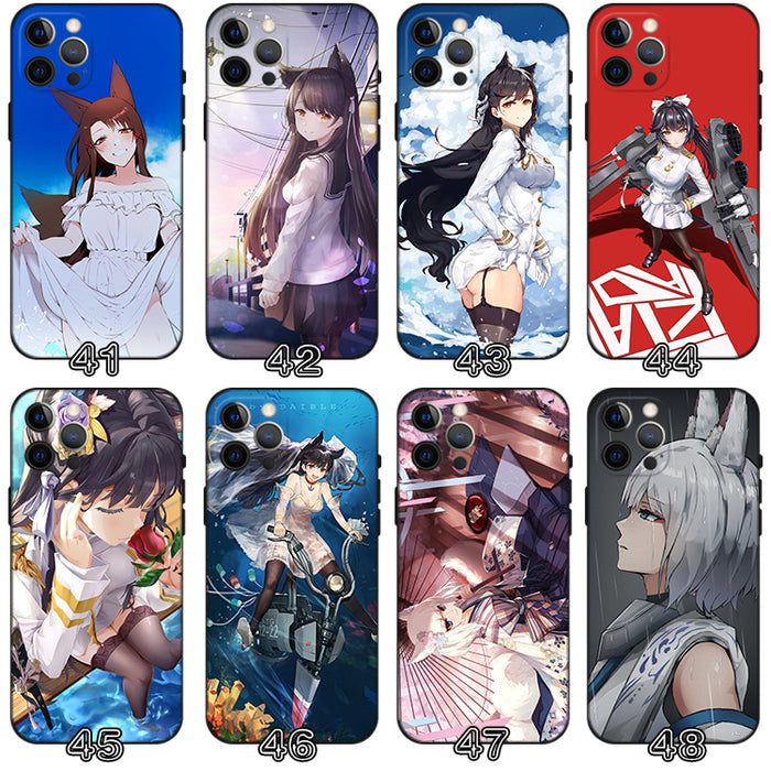Azur Lane TPU Phone Case Collection: black, white anime-style characters and mecha/robot themes, anime, sci-fi, graphic style