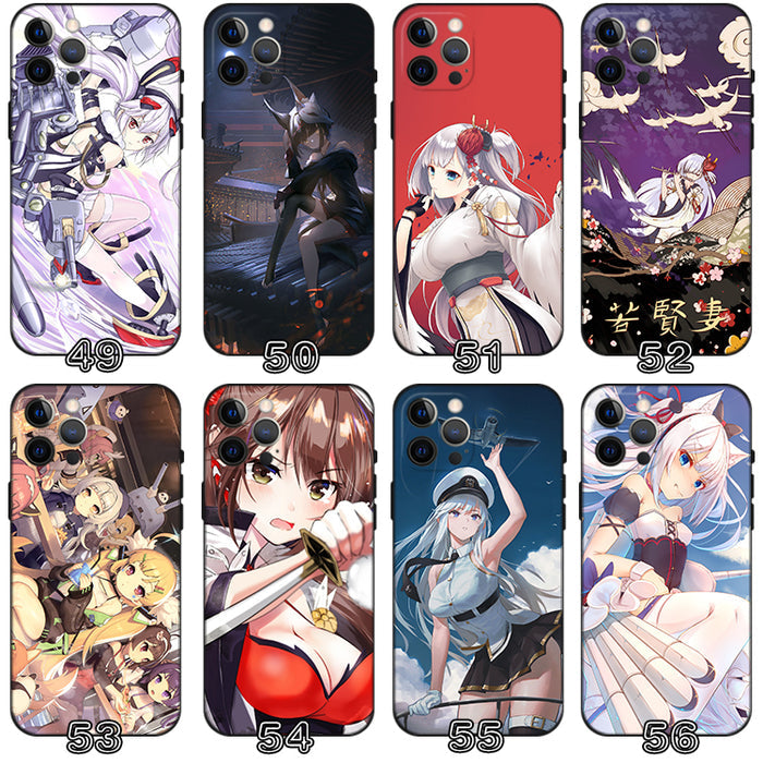 Azur Lane TPU Phone Case Collection: black, white anime-style characters and mecha/robot themes, anime, sci-fi, graphic style