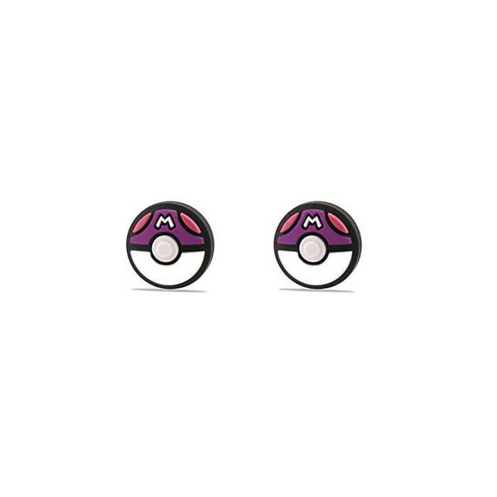Ball Switch Thumb Grips for Switch: black, white Poké Ball-like design, cartoon-inspired minimal style