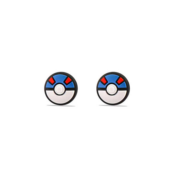 Ball Switch Thumb Grips for Switch: black, white Poké Ball-like design, cartoon-inspired minimal style