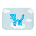 Balloon Canine on Sky Bath Mat: light blue, bright blue blue balloon dog, cartoon, playful style