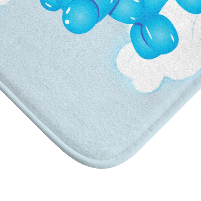 Balloon Canine on Sky Bath Mat: light blue, bright blue blue balloon dog, cartoon, playful style