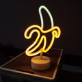 Banana Neon LED Night Lights: yellow, warm white banana, cartoon style