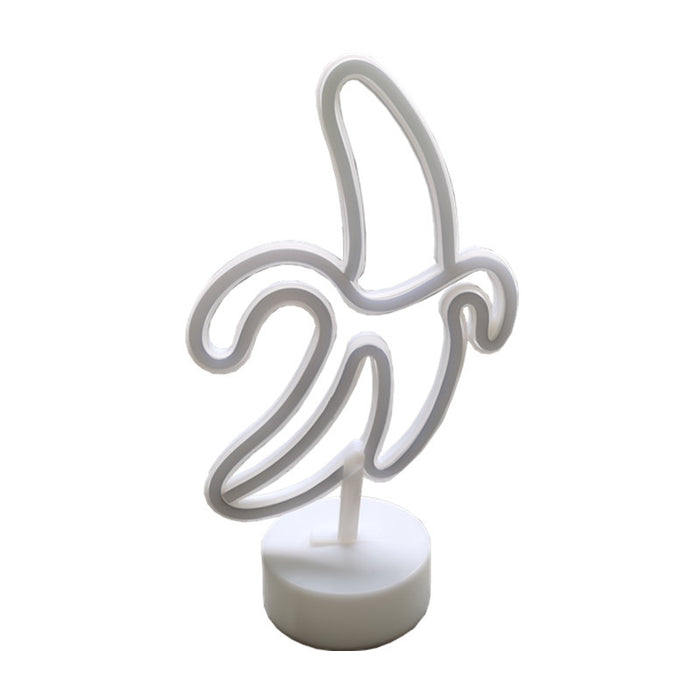Banana Neon LED Night Lights: yellow, warm white banana, cartoon style