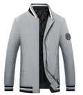Baseball Jacket for Men with Built-In Thermal Lining: light gray, black jacket, minimal casual bomber-style style