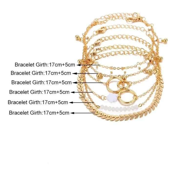 Beaded Bracelets Set with a Bohemian Vibe: gold, white bracelet set, minimal bohemian style