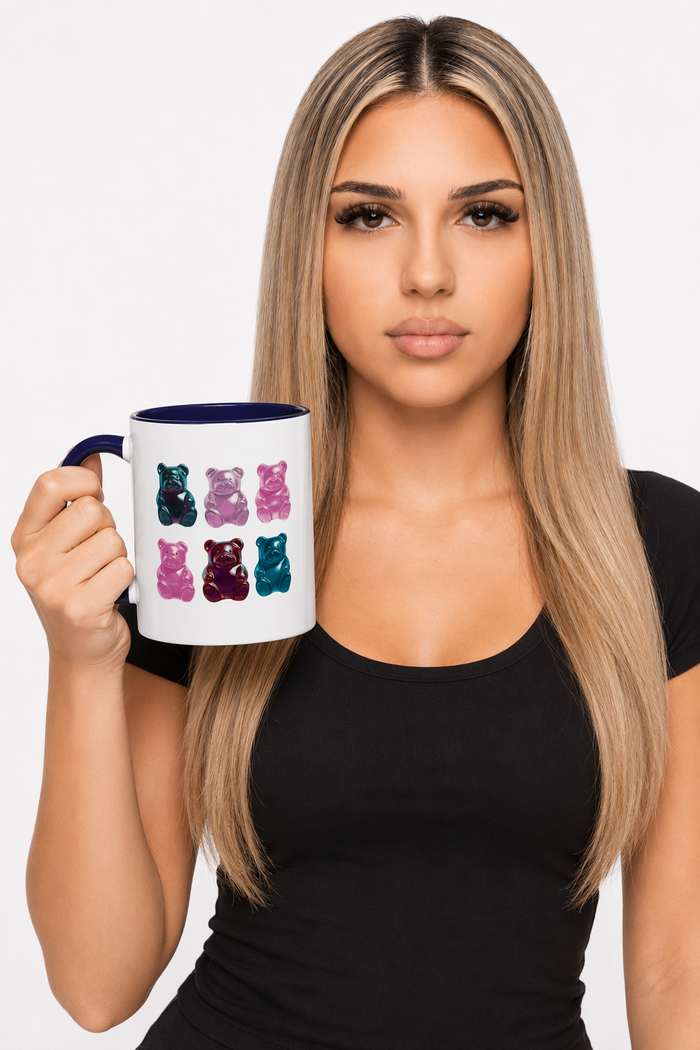 Bear-Shaped Coffee and Tea Mug with Gummy Bear Design Default