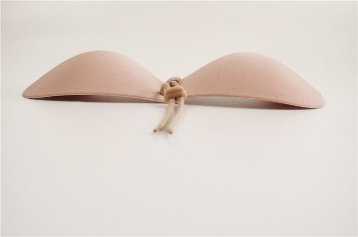 Beige Push Up Bra with Butterfly Design: nude beige, tan adhesive lace-up bra, minimal style