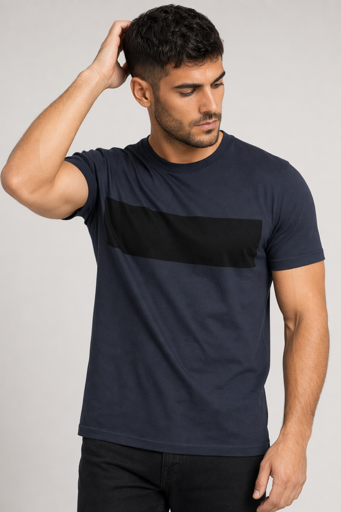 Black Colorblock Tee for Men Default