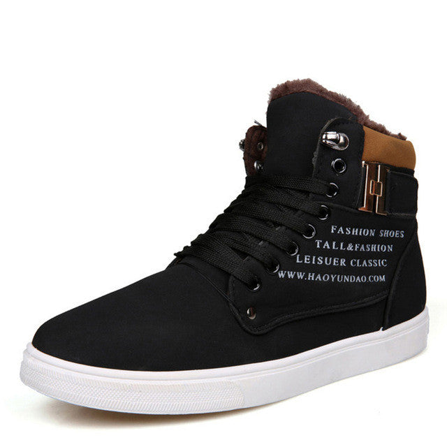 Black Lace Up Sneaker Boots for Men: black, white high-top sneaker, casual streetwear style