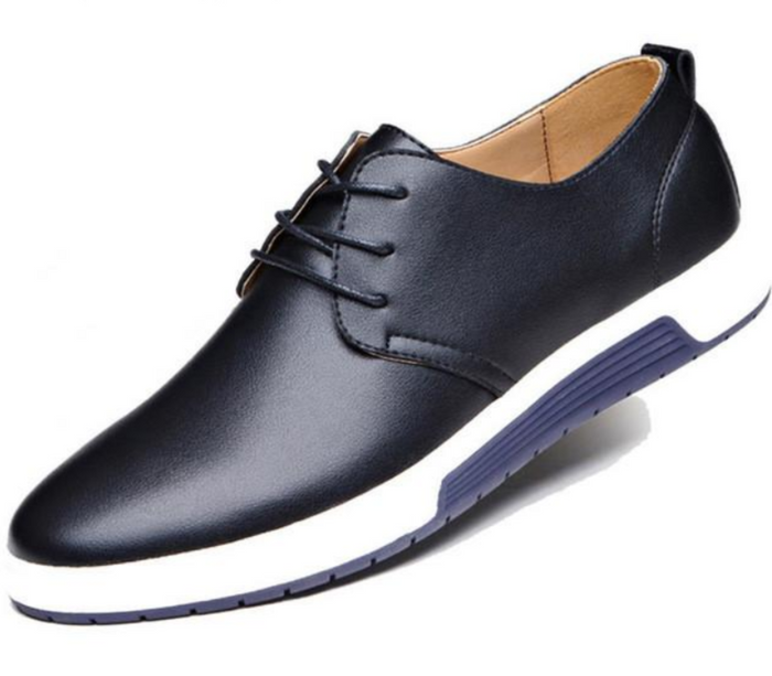 Black Leather Shoes for Men: Embrace Street Style Elegance: black, white lace-up dress shoe, minimal formal-casual style