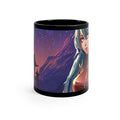 Black Space Girl Anime Coffee Tea Mug: black, teal blue anime-style female character, anime/cartoon style