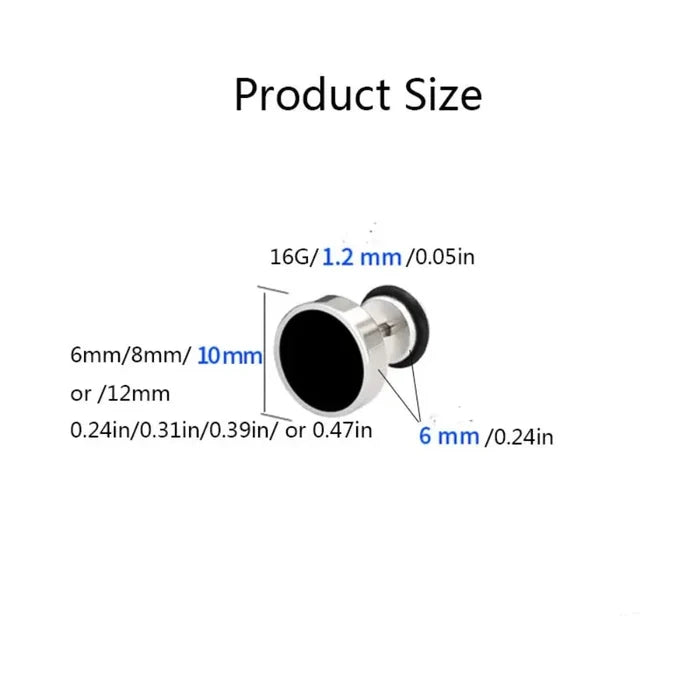 Black Stud Earrings for Both Genders: dark gray, silver stud earring, minimal style