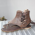Black Vegan Leather Gladiator Sandals for Women, Size 7: brown, dark brown lace-up sandal boots, casual, rustic style