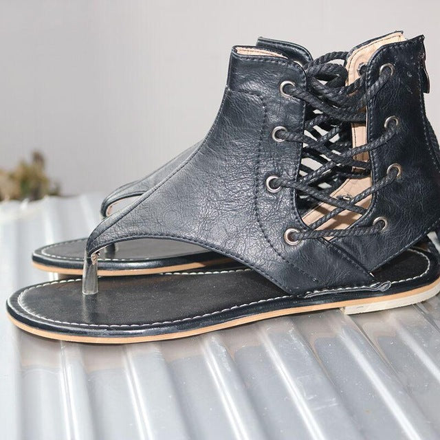 Black Vegan Leather Gladiator Sandals for Women, Size 7: brown, dark brown lace-up sandal boots, casual, rustic style