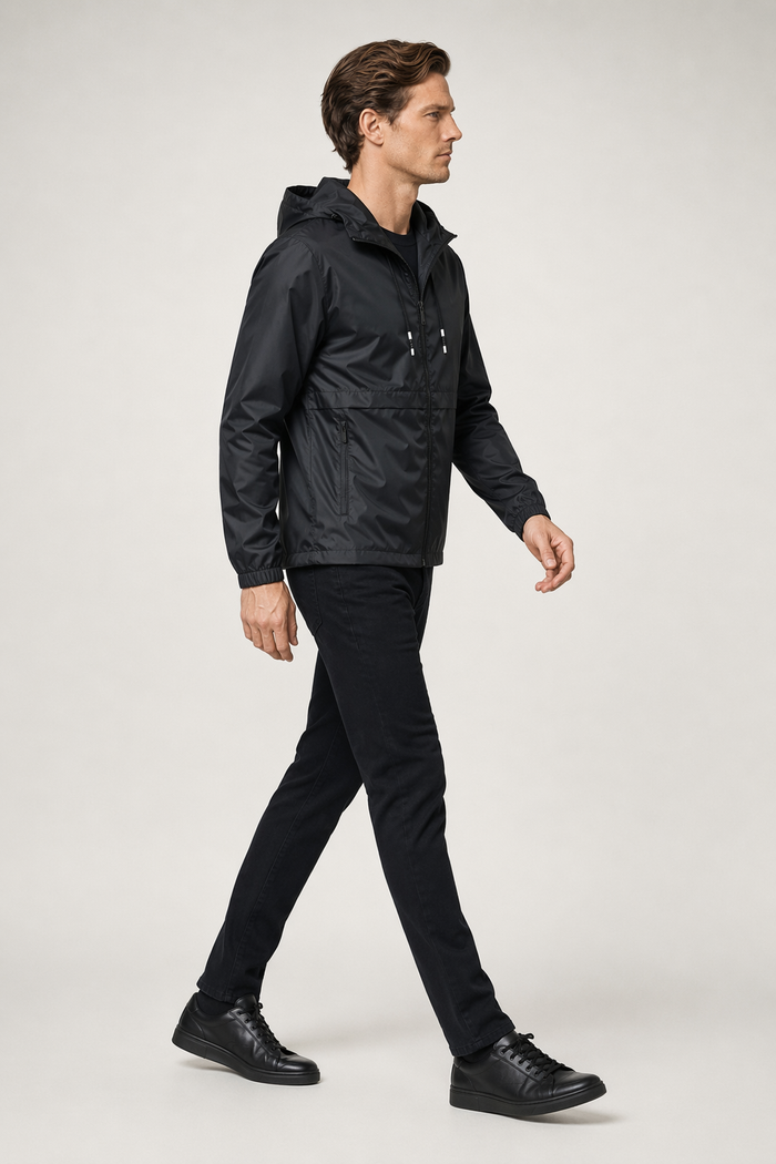 Black Windproof Jacket for Men Default