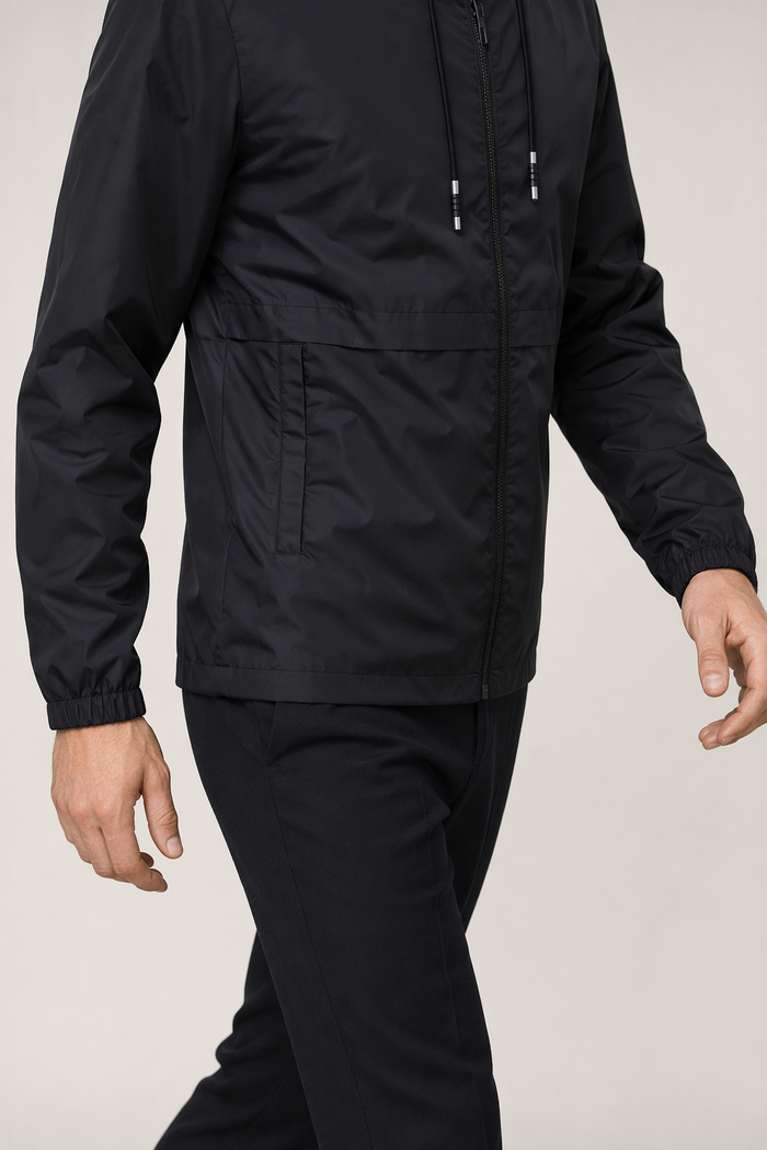 Black Windproof Jacket for Men Default