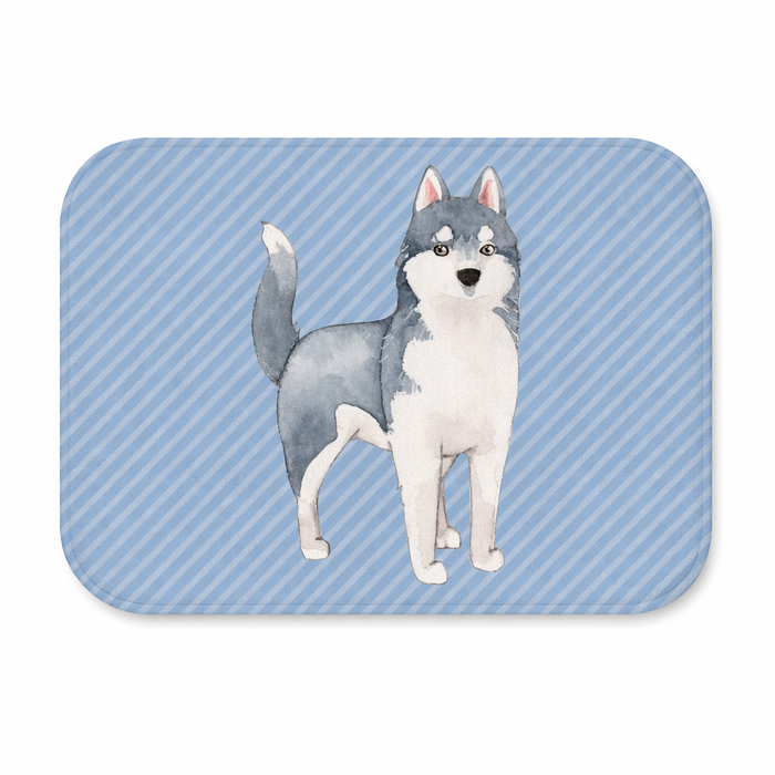 Blue Bath Mat with Siberian Husky Design Default