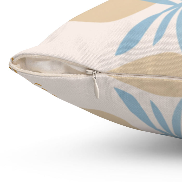 Blue Foliage Pillow Home Decor, Available in 4 Different Sizes: off-white, beige decorative throw pillow, minimal abstract bo