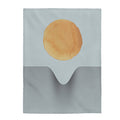 Blue Plush Throw Blankets with Sun Abstract Design, Available in 3 Sizes: light gray, white sofa throw blanket, minimal moder