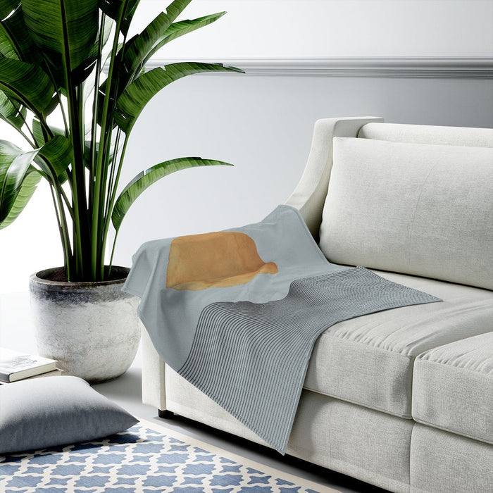 Blue Plush Throw Blankets with Sun Abstract Design, Available in 3 Sizes: light gray, white sofa throw blanket, minimal moder