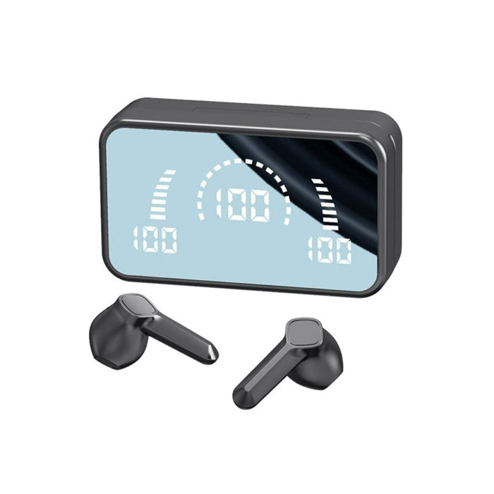 Bluetooth 5.3 Wireless Earbuds with Dragon-inspired Design: white, light blue wireless earbuds with charging/display case, mi