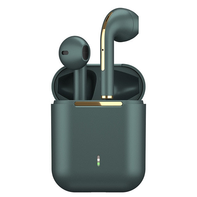 Bluetooth Earbuds, Dragon J-MAX Edition: dark gray, black wireless earbuds with charging case, minimal style
