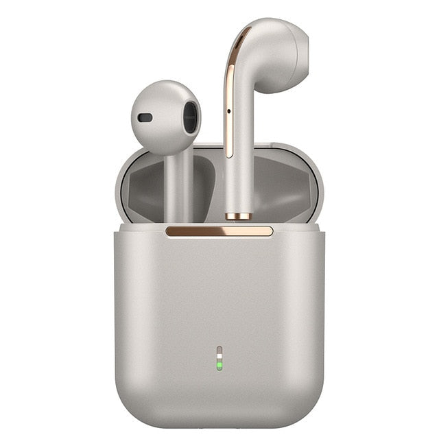 Bluetooth Earbuds, Dragon J-MAX Edition: dark gray, black wireless earbuds with charging case, minimal style