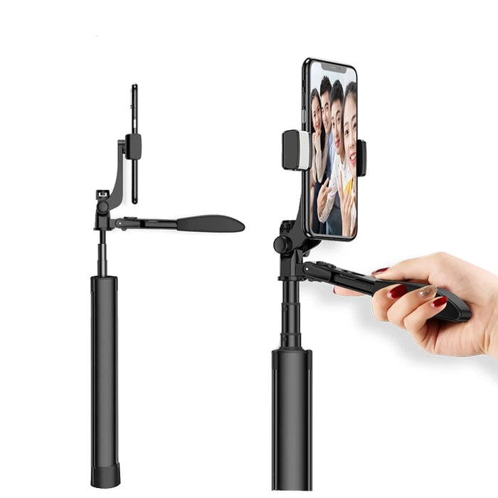 Bluetooth Mobile Phone Selfie Stick with Handheld Stabilization Feature: black, dark gray phone selfie stick/tripod mount, mi