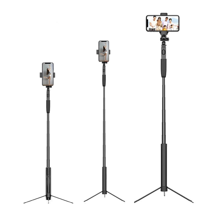 Bluetooth Mobile Phone Selfie Stick with Handheld Stabilization Feature: black, dark gray phone selfie stick/tripod mount, mi