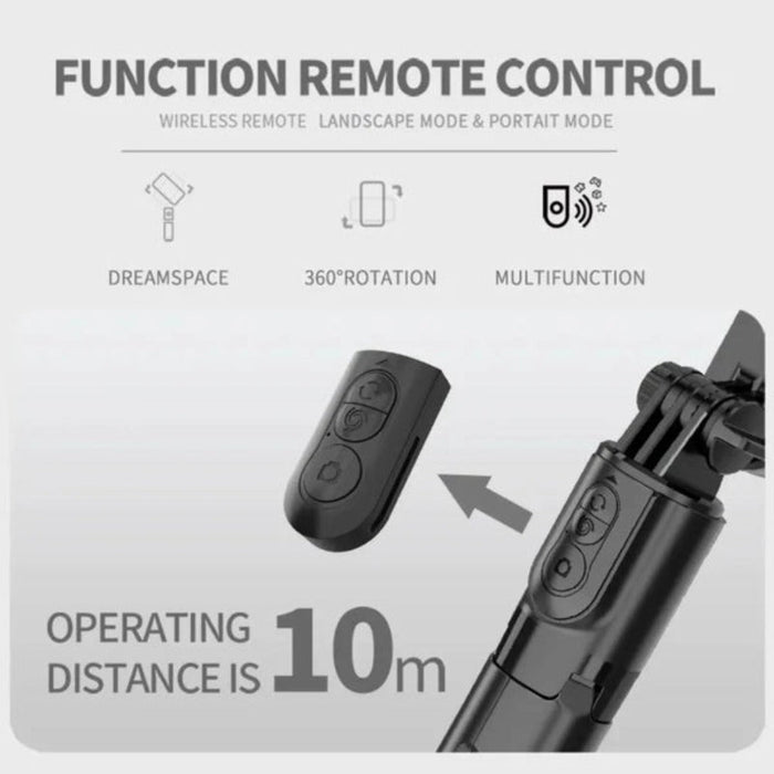 Bluetooth Selfie Stick with Portable Gimbal and Selfie Light: black, white selfie stick tripod with fill light and remote con