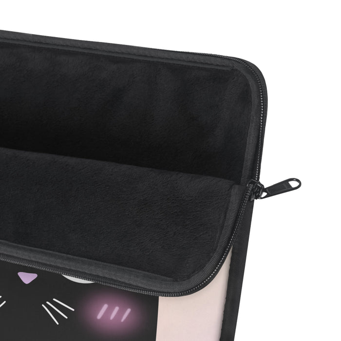 Blush Feline Notebook Cover: black, pink black cat character, kawaii cartoon style