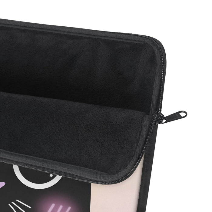 Blush Feline Notebook Cover: black, pink black cat character, kawaii cartoon style