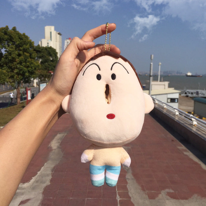 Bo Suzuki Plush Toy Keychain Tissue Holder: cream, brown cartoon human-like character, kawaii cartoon style