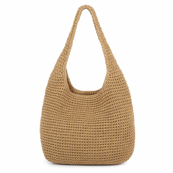 Boho Beach Shoulder Tote - Embrace the Carefree Vibes of Summer Khaki
