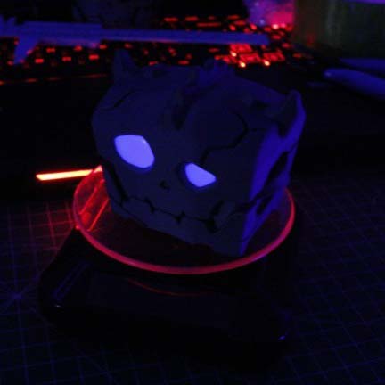 Bokoblin Chest Game Card Holder: dark blue, purple skull, stylized cartoon gothic style