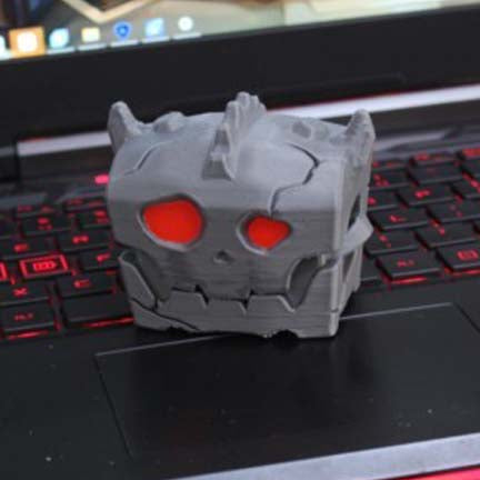 Bokoblin Chest Game Card Holder: dark blue, purple skull, stylized cartoon gothic style