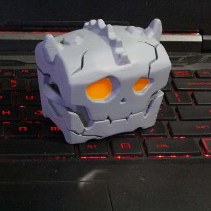 Bokoblin Chest Game Card Holder: dark blue, purple skull, stylized cartoon gothic style