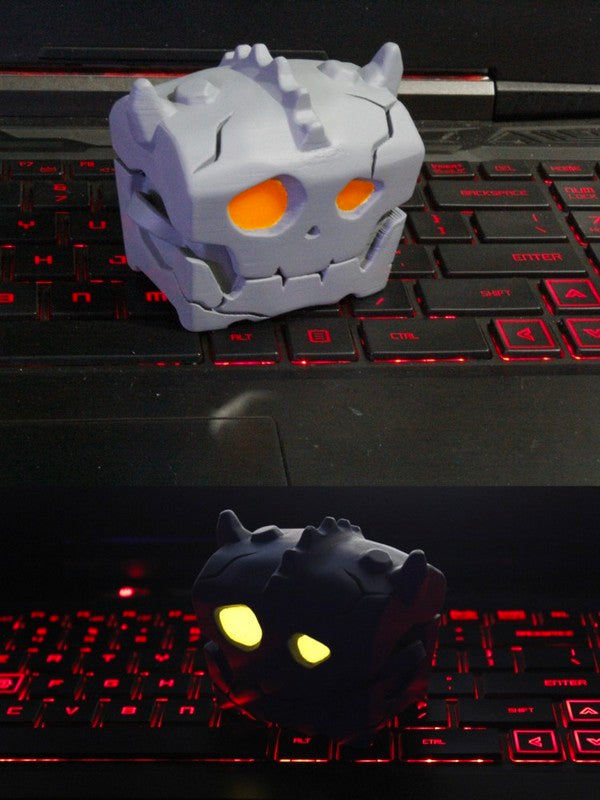 Bokoblin Chest Game Card Holder: dark blue, purple skull, stylized cartoon gothic style
