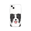 Border Collie Phone Case with Protection: clear, white dog, cartoon style